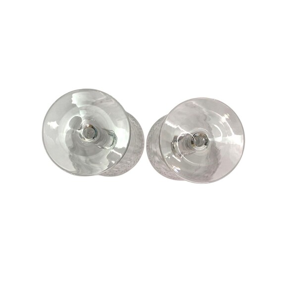 Set of 2 Floral Etched Art Deco Crystal Cut Glass Cocktail Cordial Glasses - Picture 7 of 10